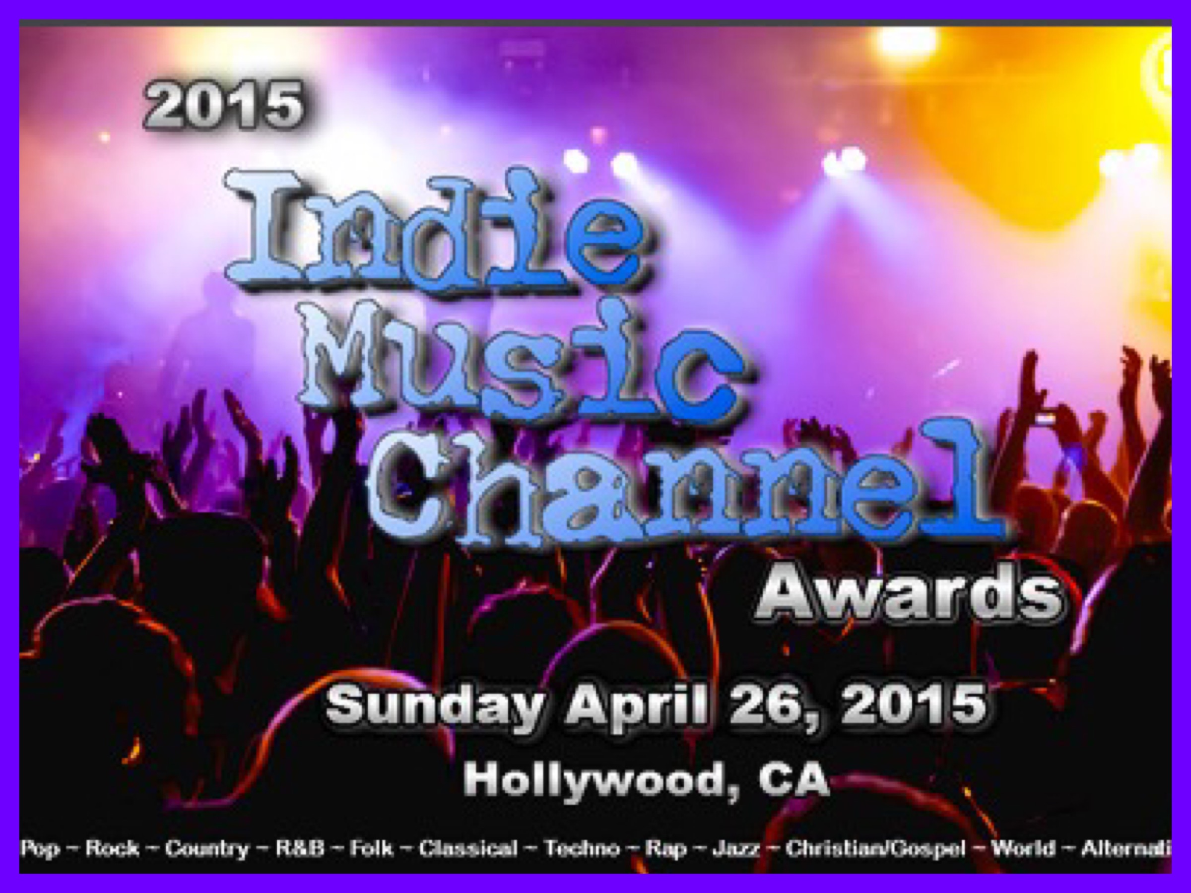 2015 Indie Music Channel Awards in LA, USA, where Rearna Constantine wins "Best Alternative Female Artist" for her song "First Of All"  Produced by Domenic Pernasilici alongside Rearna Constantine